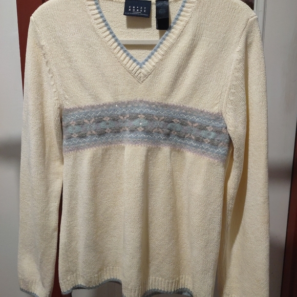 Women's Sweater " Crazy Horse" from Liz A Claiborne Size L V-Neck Long Sleeves - Picture 6 of 12